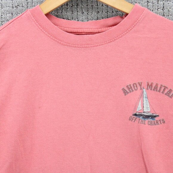 Vintage Sunriver Shirt Mens Small S Pink Short Sleeve Nautical Ahoy Maitai Art - Picture 6 of 9